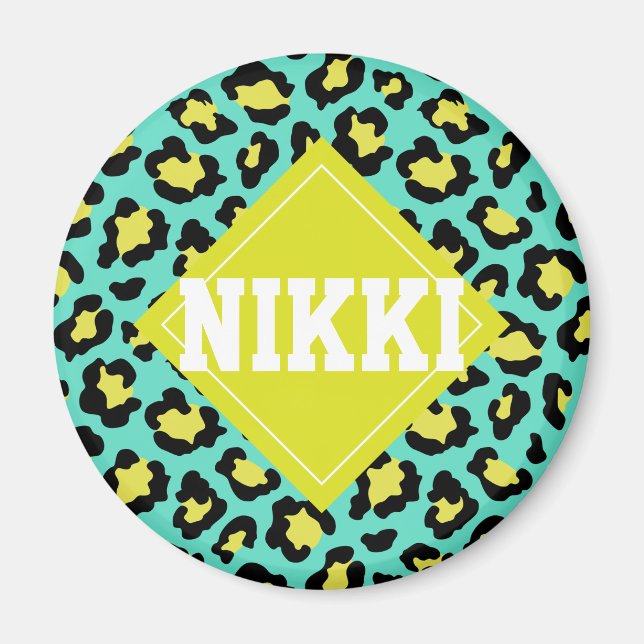Teal Animal Print Magnet (Front)