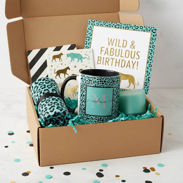 Teal Animal print personalized mug (Creator Uploaded)