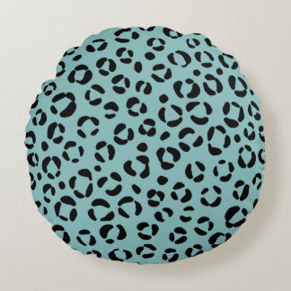 Teal Animal Print Round Pillow
