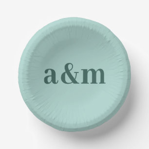 Teal Anniversary Wedding Monogram Minimalist Paper Plate