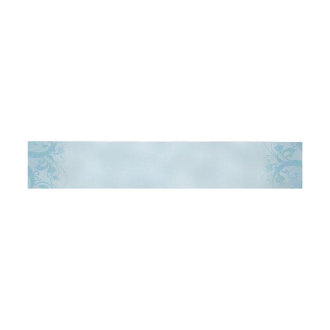 Teal Antique Blue Floral Pattern Belly Band Invitation Belly Band (Flat)