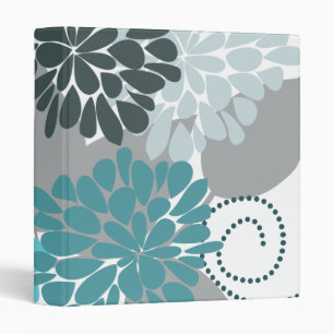 Teal Aqua Abstract Floral Vector Fine Art Binder