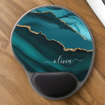 Teal Aqua Blue Agate Geode Gold Monogram Gel Mouse Pad<br><div class="desc">Teal Aqua Blue Green and Gold Foil Agate Geode Monogram Beautiful Elegant Script Name Mousepad (mouse pad). This makes the perfect sweet 16, 13th, 15th, 16th, 18th, 21st, 30th, 40th, 50th, 60th, 70th, 80th, 90th, 100th birthday, wedding, bridal shower, anniversary, back to school, baby shower, graduation or bachelorette party gift...</div>