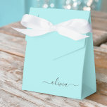Teal Aqua Blue Girly Script Monogram Name Modern Favor Box<br><div class="desc">Aqua Blue Teal Sparkle Glitter Monogram Add Your Own Name Paper Party Gift Boxes This makes the perfect sweet 16 birthday,  wedding,  bridal shower,  anniversary,  baby shower or bachelorette party gift for someone that loves glam luxury and chic styles.</div>