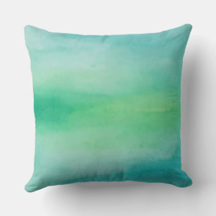 Teal Aqua Blue Green Abstract Throw Pillow