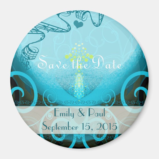 Teal Aqua Calla Lily Save the Date Magnet (Front)