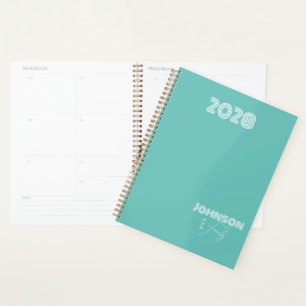 Teal Aqua Family Name Planner