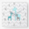Teal Aqua Gray Giraffe Nursery Wall Clock