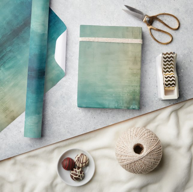 Teal Aqua Green Texture Wrapping Paper (Crafts)