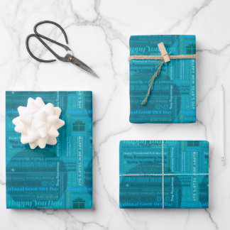 Teal-Aqua Happy Days Wrapping Paper