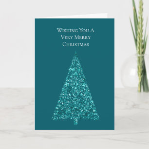 Teal Aqua Mint Christmas Tree Card
