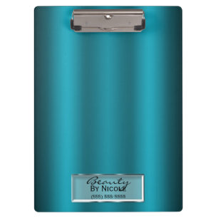 Teal Aqua Shine Elegant Chic Glam Personalized Clipboard