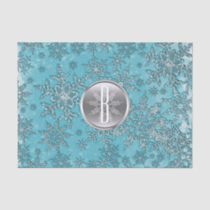 Teal Aqua Silver Snowflakes Winter Wonderland Tissue Paper