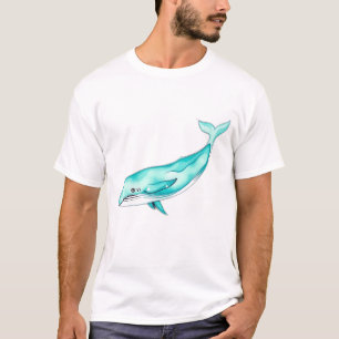Teal Aqua Watercolor Whale T-Shirt