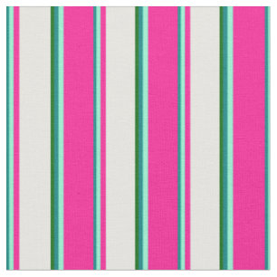 Teal, Aquamarine, Deep Pink, Mint Cream & Green Fabric