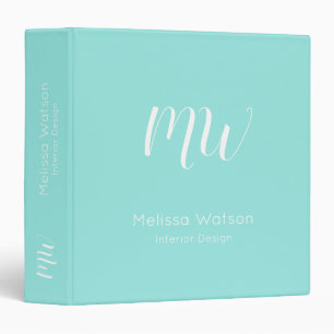 Teal Aquamarine Green Modern Professional Work Binder