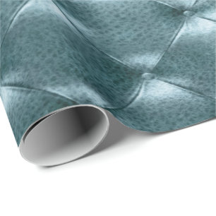 Teal Aquatic Luxury Opulent Tufted Leather VIP Wrapping Paper