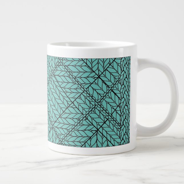 TEAL ARGYLE KNIT Big White Mug (Right)