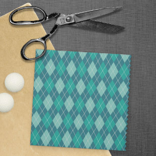 Teal Argyle Knitting Pattern of Blue-Green Diamond Fabric