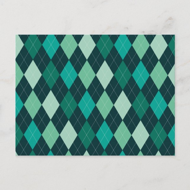 Teal argyle pattern postcard (Front)