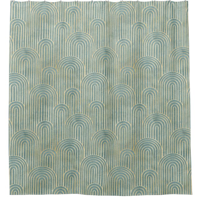 teal ,art deco, fan pattern,teal,gold,deco,metalli (Front)