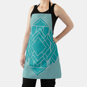 Teal Art Deco Quilt Inspired  Apron