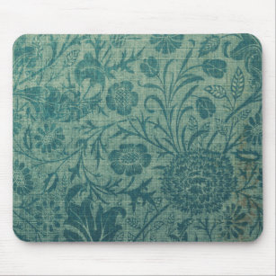 Teal,art nouveau, vintage,floral,pattern,teal,Will Mouse Pad