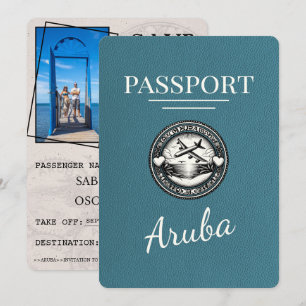 Teal Aruba Passport Save The Date