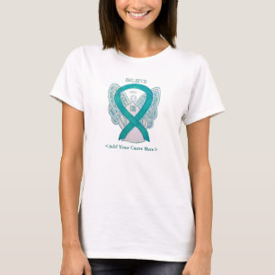 Teal Awareness Ribbon Angel Custom Cause Shirts