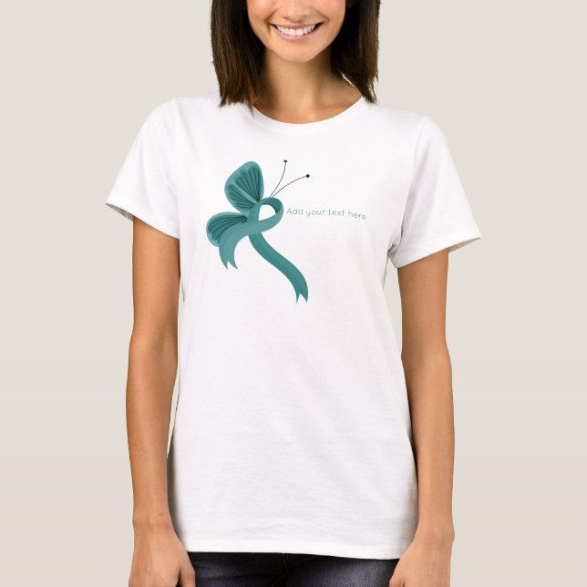 Teal Awareness Ribbon Butterfly T-Shirt (Front)