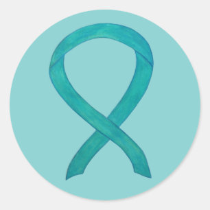 Teal Awareness Ribbon Custom Art Decal Stickers