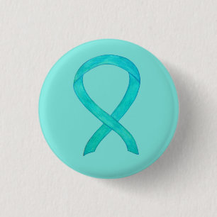 Teal Awareness Ribbon Custom Art Lapel Pin