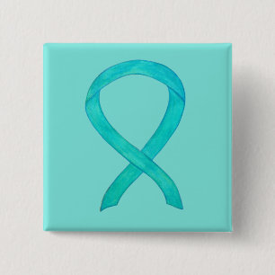 Teal Awareness Ribbon Custom Art Lapel Pin