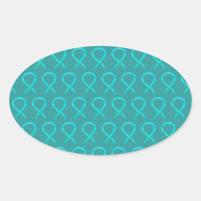 Teal Awareness Ribbon Custom Art Sticker Decals (Front)