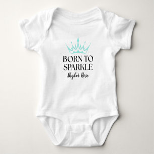 Teal Baby & Co. Baby Shower Born To Sparkle Bodysuit