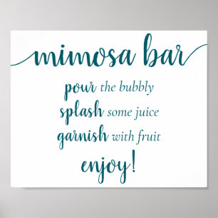 Teal Baby Shower Aqua Blue-Green Momosa Bar Sign