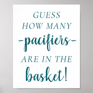 Teal Baby Shower Aqua Guess How Many Table Sign