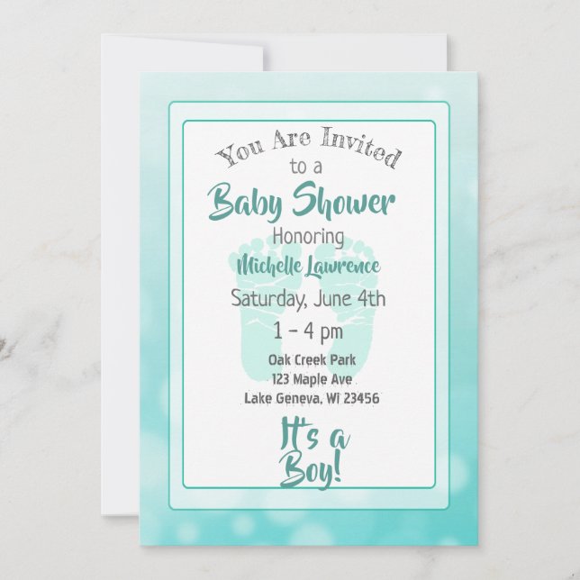 Teal Baby Shower Invitation (Front)