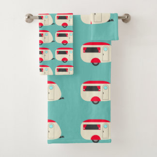 Teal Background Camper Bath Towel Set