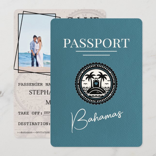 Teal Bahamas Passport Save The Date (Front/Back)