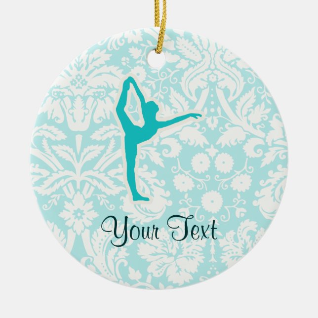 Teal Ballet Ceramic Ornament (Front)