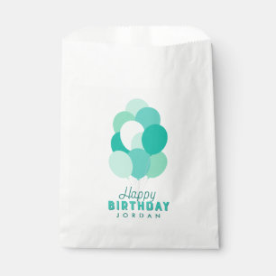 Teal Balloons Happy Birthday Favour Bag