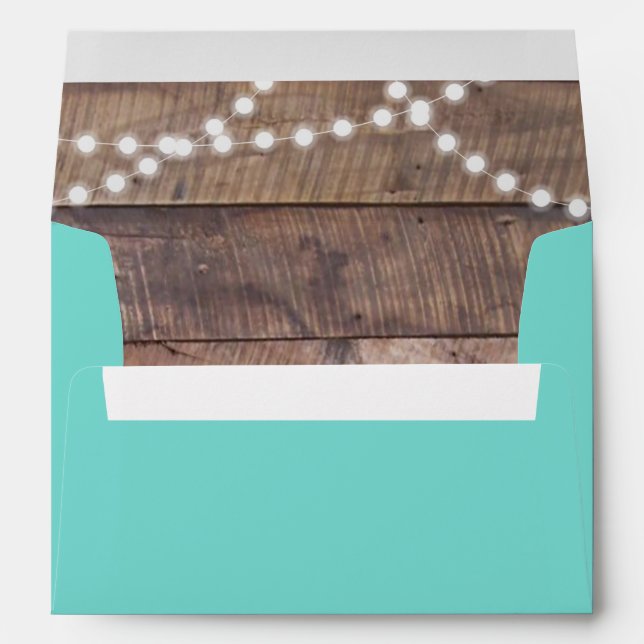 Teal Barnwood Lights Personalized Envelopes (Back (Bottom))