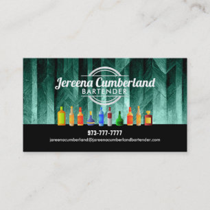 Teal Bartender Business Cards