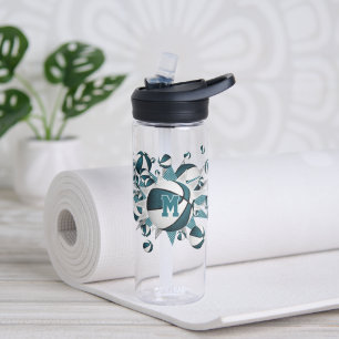 teal basketballs stars girls monogrammed water bottle