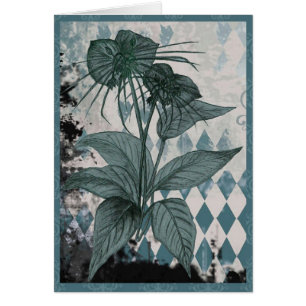 Teal Bat Plant Botanical Card