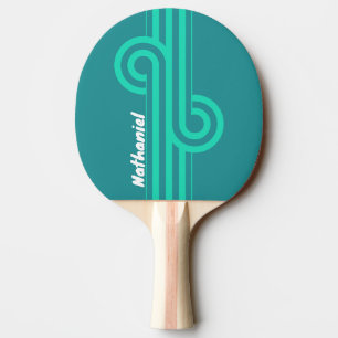 Teal Beach Breeze Stripe Loop with Name Ping Pong Paddle