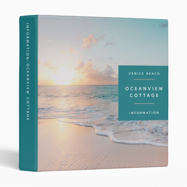 Teal Beach House Vacation Photo Guest Information  Binder (Front/Spine)