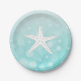 Teal Beach Themed Starfish Paper Plates