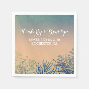 Teal Beach Wedding Napkin